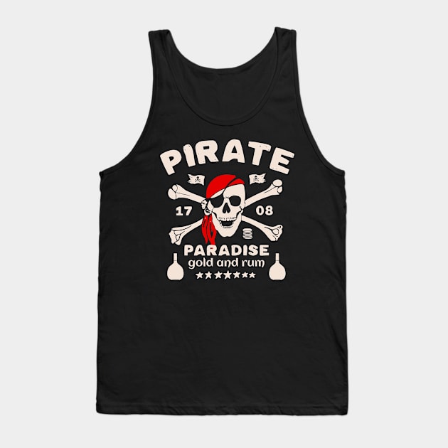 Pirate Paradise gold and rum Tank Top by SpaceWiz95